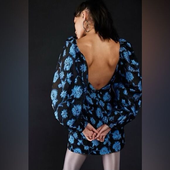 Free People Aureta Georgia Mini Dress Black Blue M - Picture 3 of 7